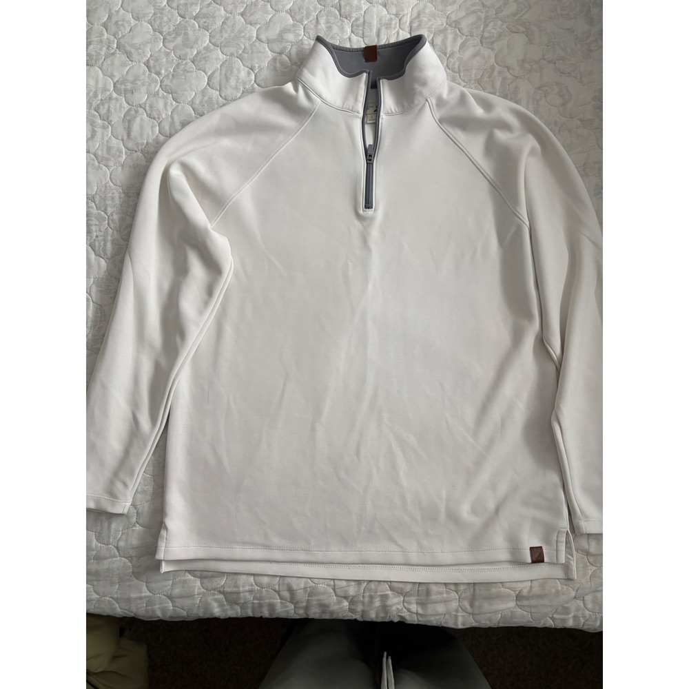 Fundamental Coast Mens White 1/4 Zip Pullover Sweatshirt Size Large Raglan